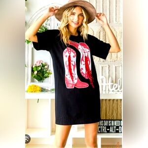 Blu B. Sequin Cowboy Boots T-shirt dress, size M